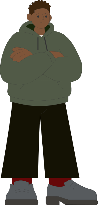 Meet Jamal — Black man in green hoodie with arms crossed